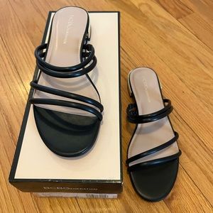 Brand new in box never work BCBG black sandals.